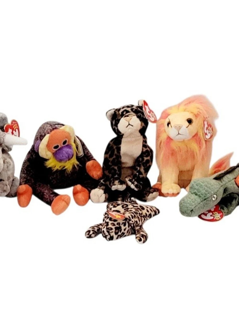 (Lot Of 8) Ty Beanie Baby/Bushy/BananasX2/Swampy/Sneaky/Bahati/Trumpet/Freckles/